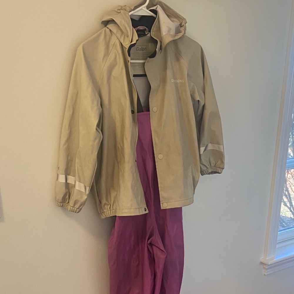 Didriksons Tan Jacket and Pink Overalls Rain Set